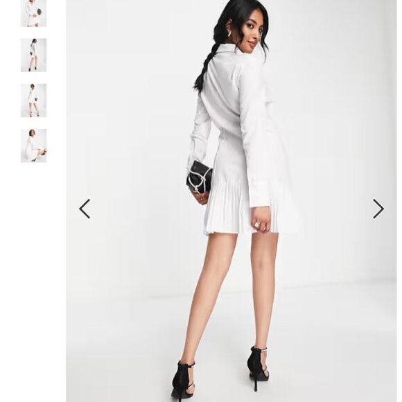 ASOS DESIGN cotton button through pleated mini shirt dress - Picture 4 of 10